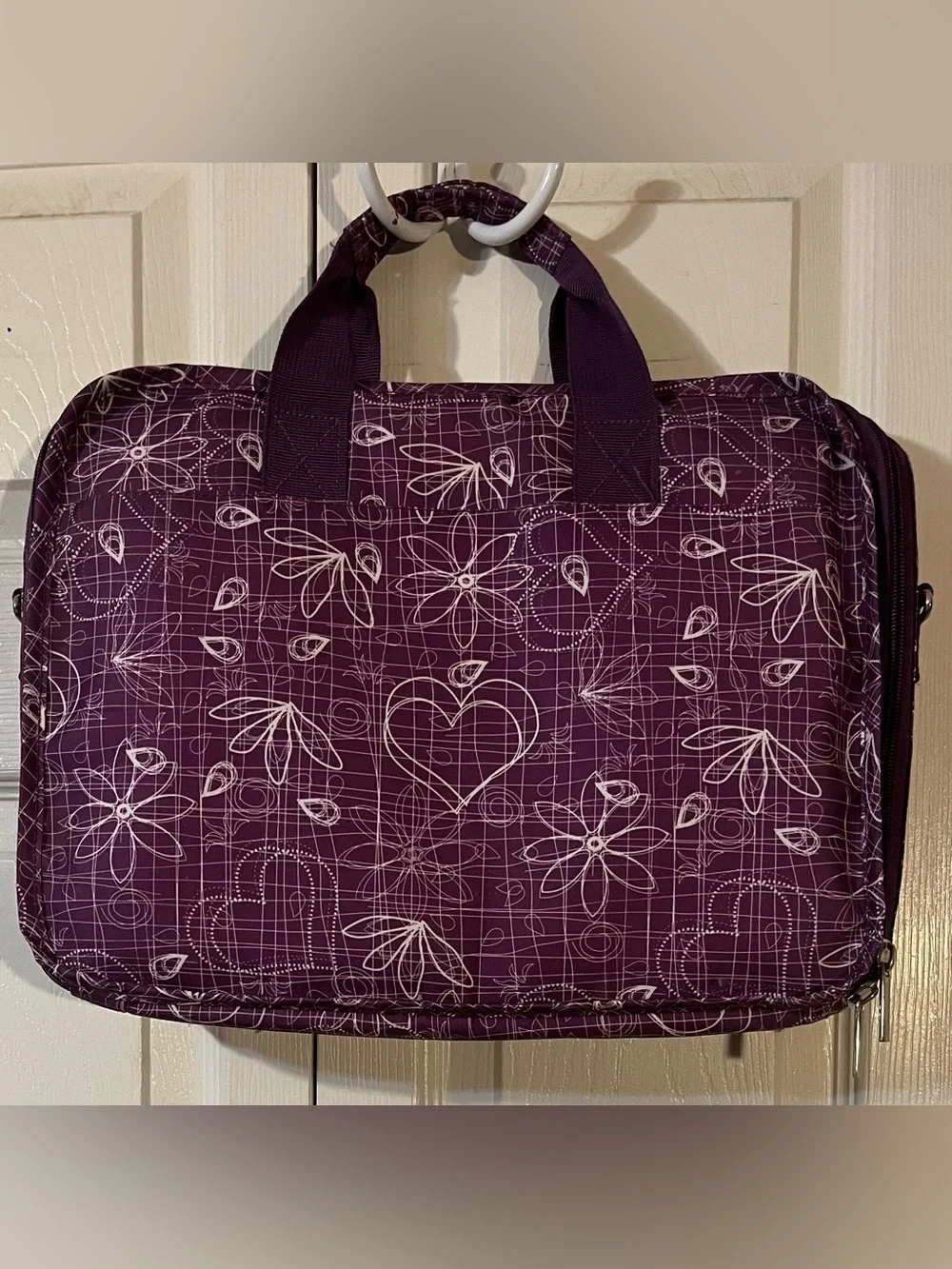 J World Messenger Lap Top Purple Canvas Material Bag Handle & Shoulder Strap
